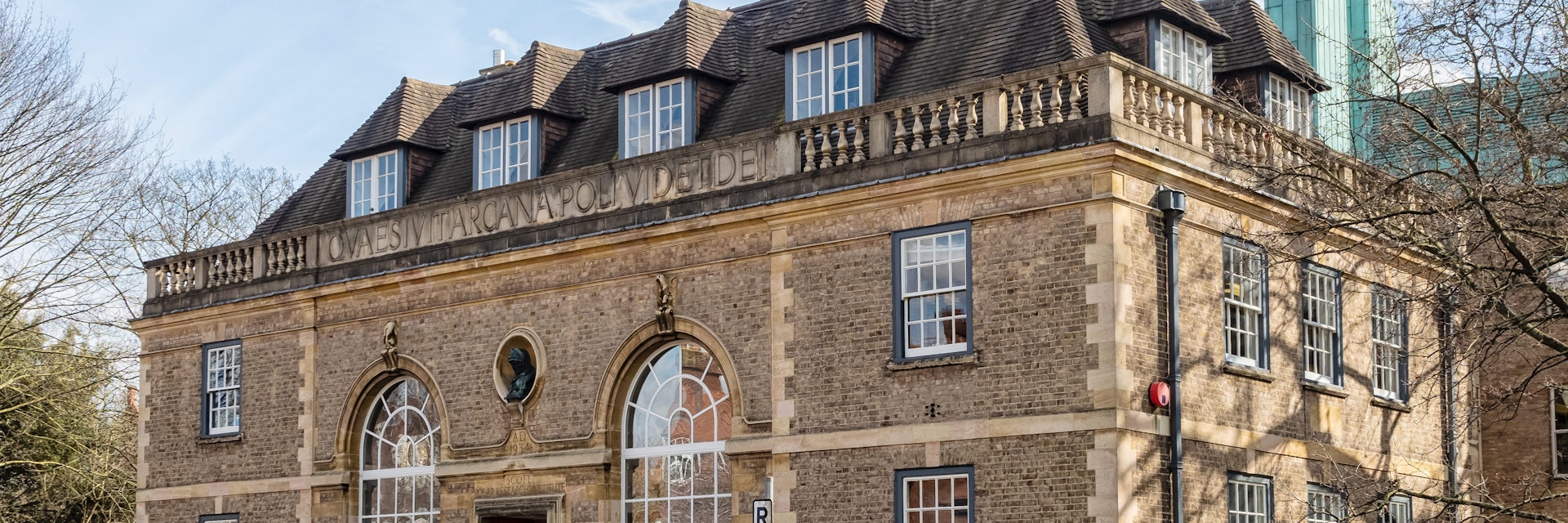 CAMBRIDGE, UK - 03.11.2020: Exterior view of the Polar Museum at the Scott Polar Research Institute on on Lensfield Road