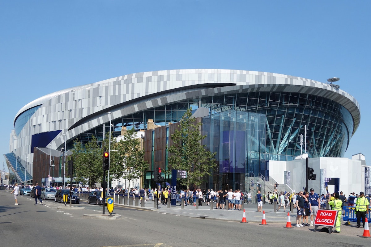 LONDON, ENGLAND - AUGUST 25, 2019: Exterior view of Tottenham Hotspur Stadium in London, England; Shutterstock ID 1516861004; your: Bridget Brown; gl: 65050; netsuite: Online Editorial; full: POI Image Update