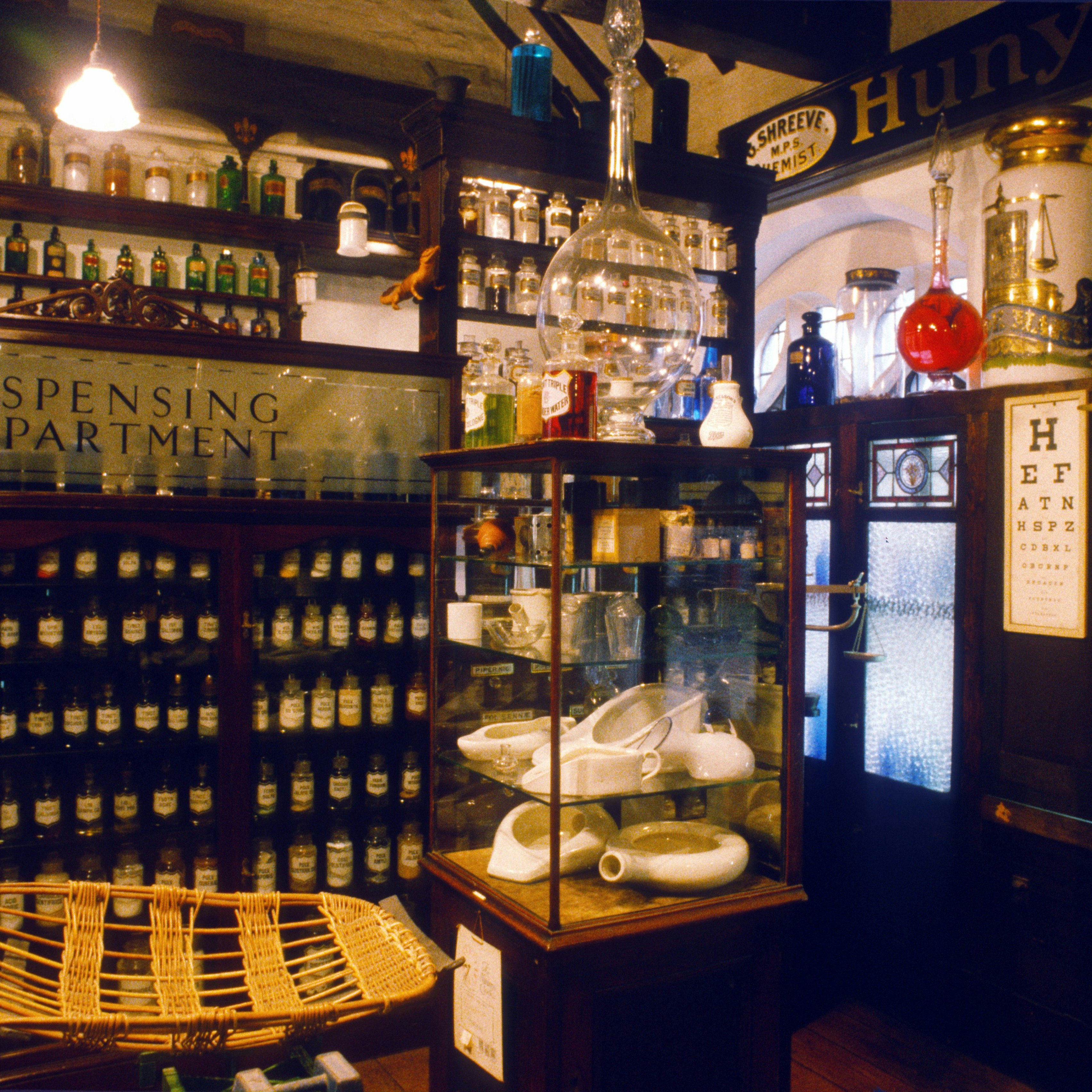 The interior of a reconstructed Chemist's shop in Bridewell Museum, Norwich, 1989. (Photo By RDImages/Epics/Getty Images)
Museum of Norwich