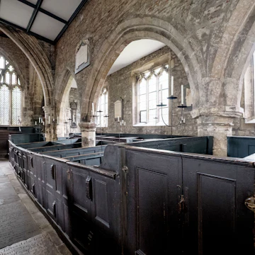 York England UK. May 2018. Interior of Holy Trinity Church, Goodramgate. Photo shows the original, very rare, wooden box pews where families prayed together. A hidden treasure
Church of the Holy Trinity
.; Shutterstock ID 1121785949; your: Bridget Brown; gl: 65050; netsuite: Online Editorial; full: POI Image Update