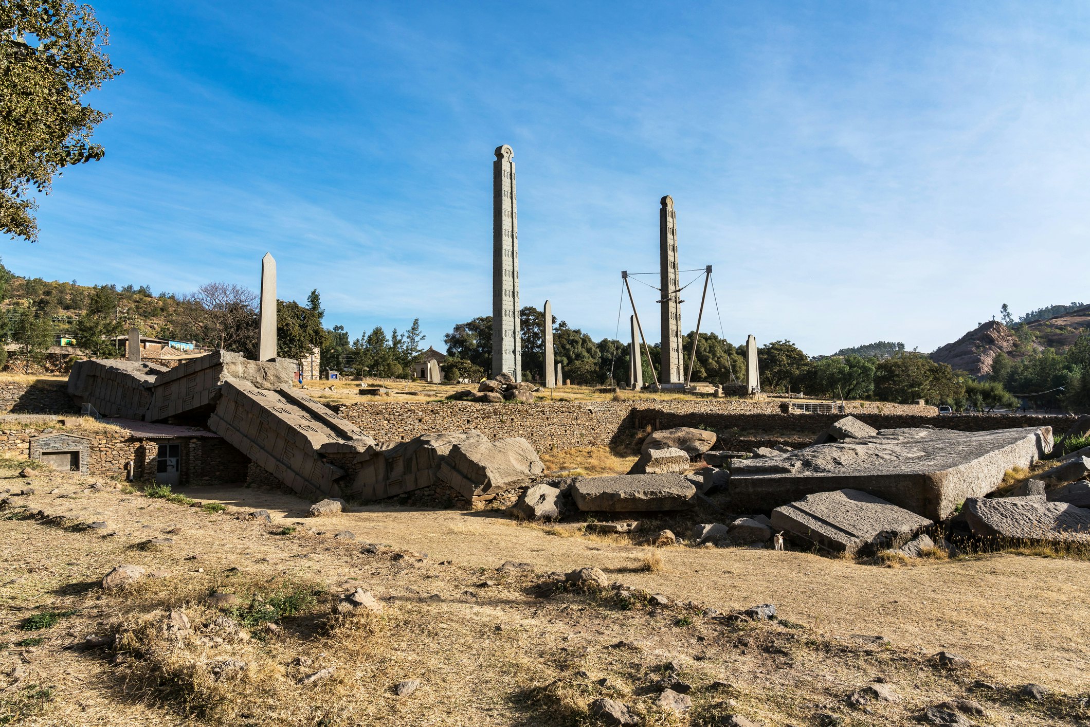 The Northern Stelae Park of Aksum, famous obelisks in Axum, Ethiopia, UNESCO World Heritage site.
