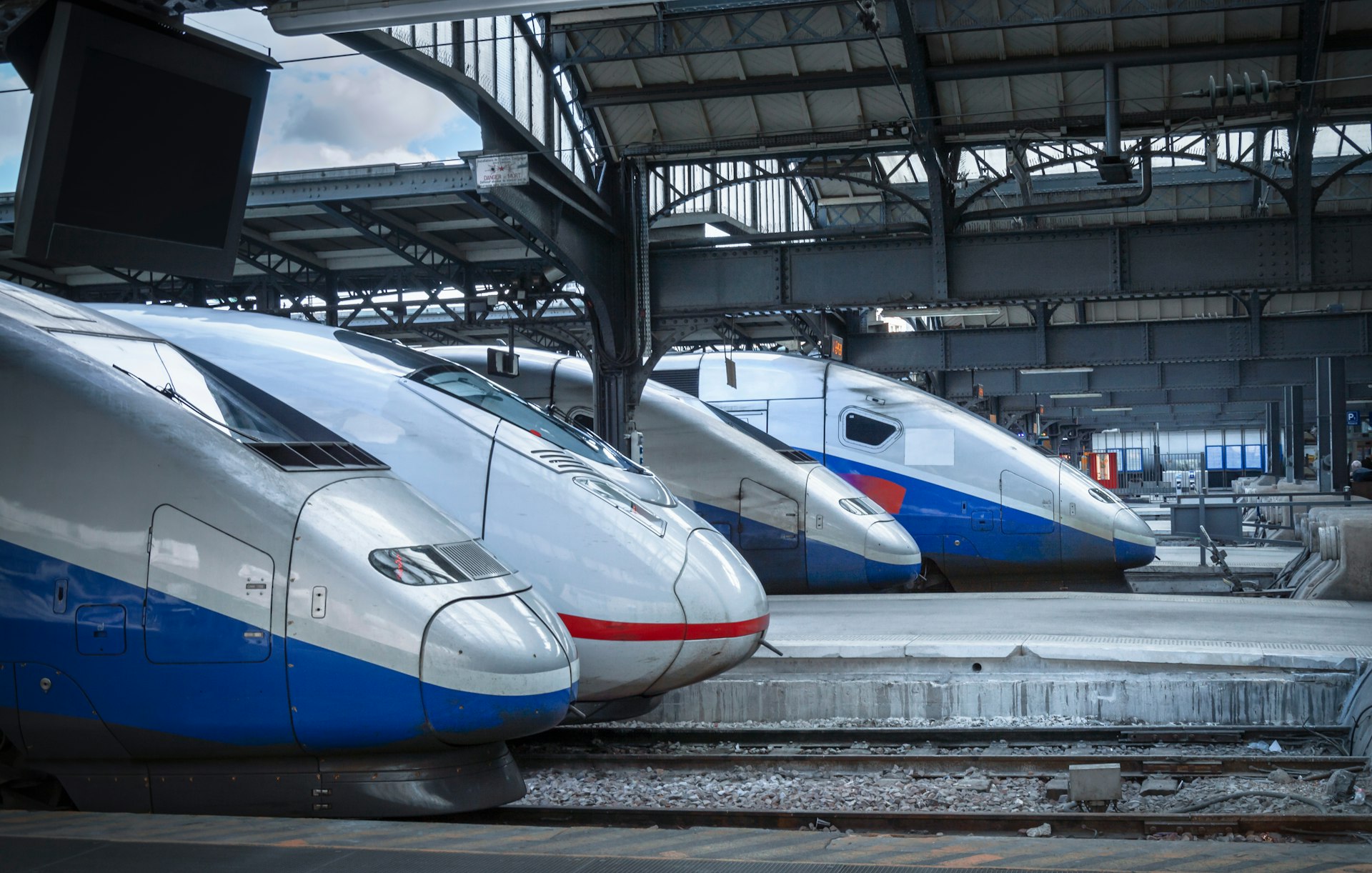 High-speed trains ready to go in Paris, France 
