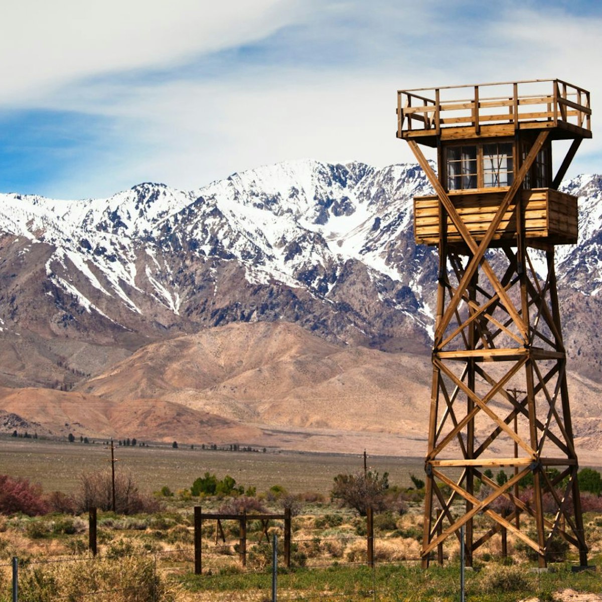Manzanar National Historic Site, site of World War Two-era internment camp for Japanese-Americans, guard tower