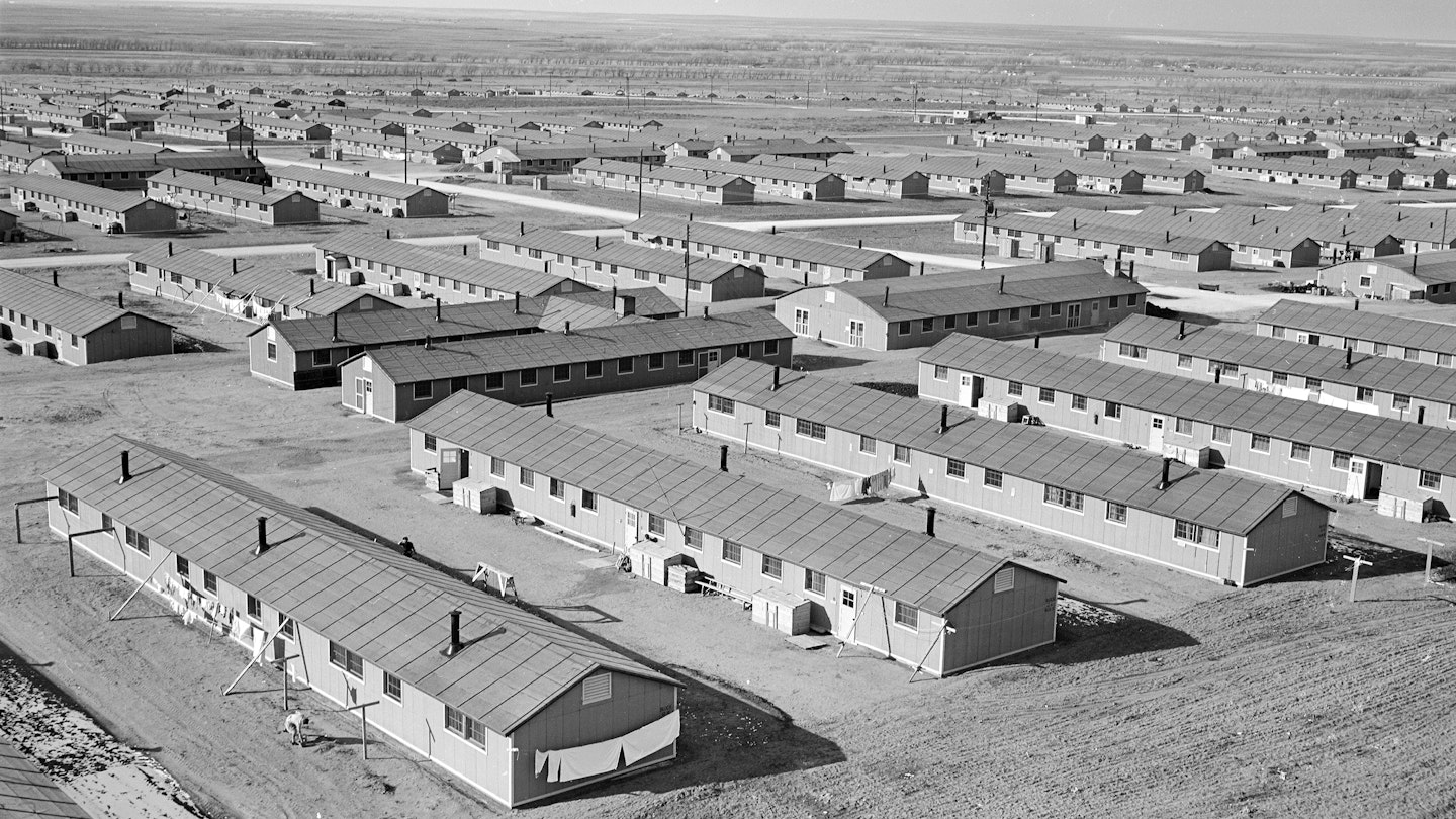 Granada Relocation Center, Amache, Colorado. A view of the Granada Center looking northwest from the water tower 11/30/1943. (Photo by: HUM Images/Universal Images Group via Getty Images)