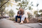 A couple sitting in a park in El Paso