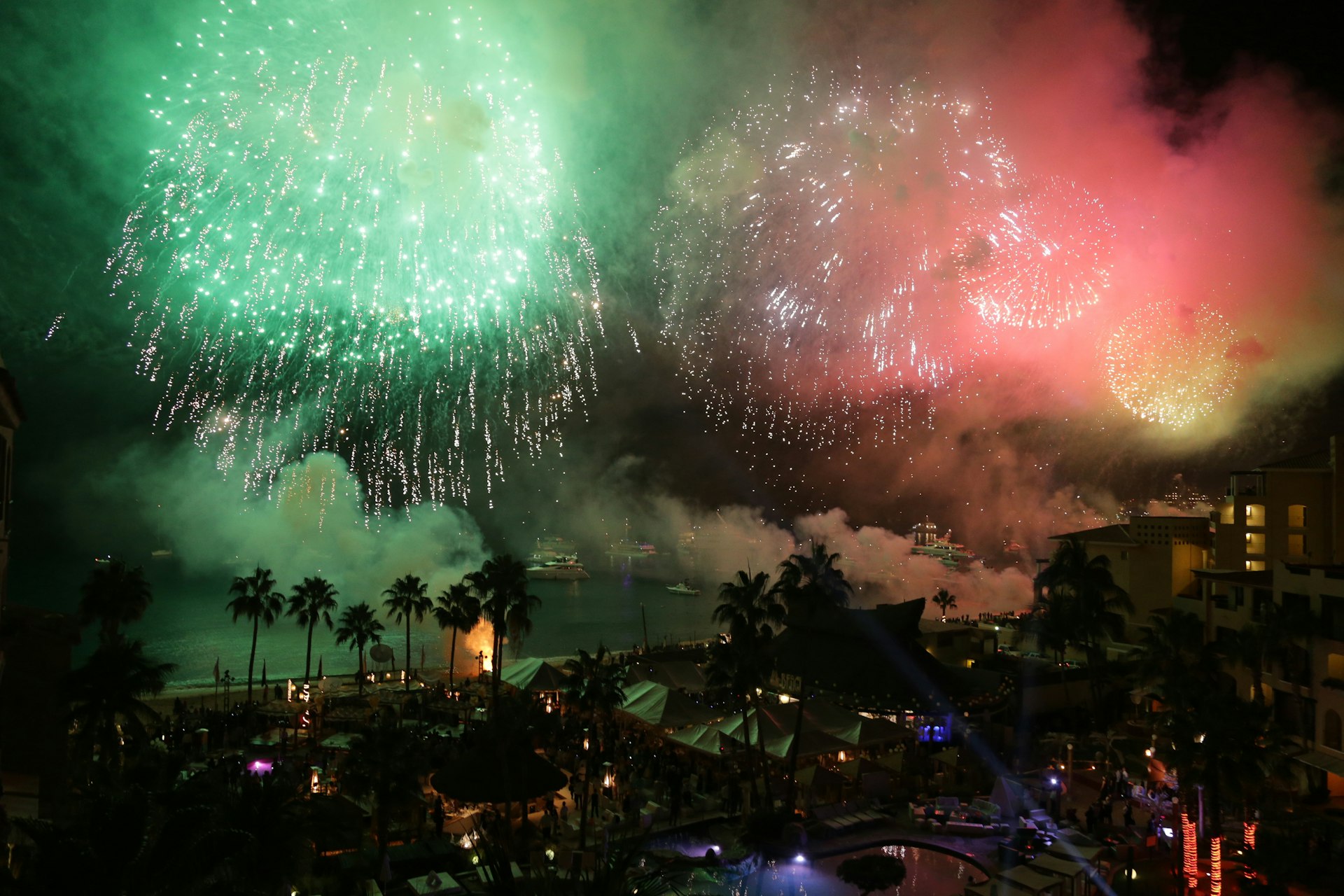 Fireworks at Medano Beach during a New Year’s celebration, Cabo San Lucas, Baja California Sur, Mexico