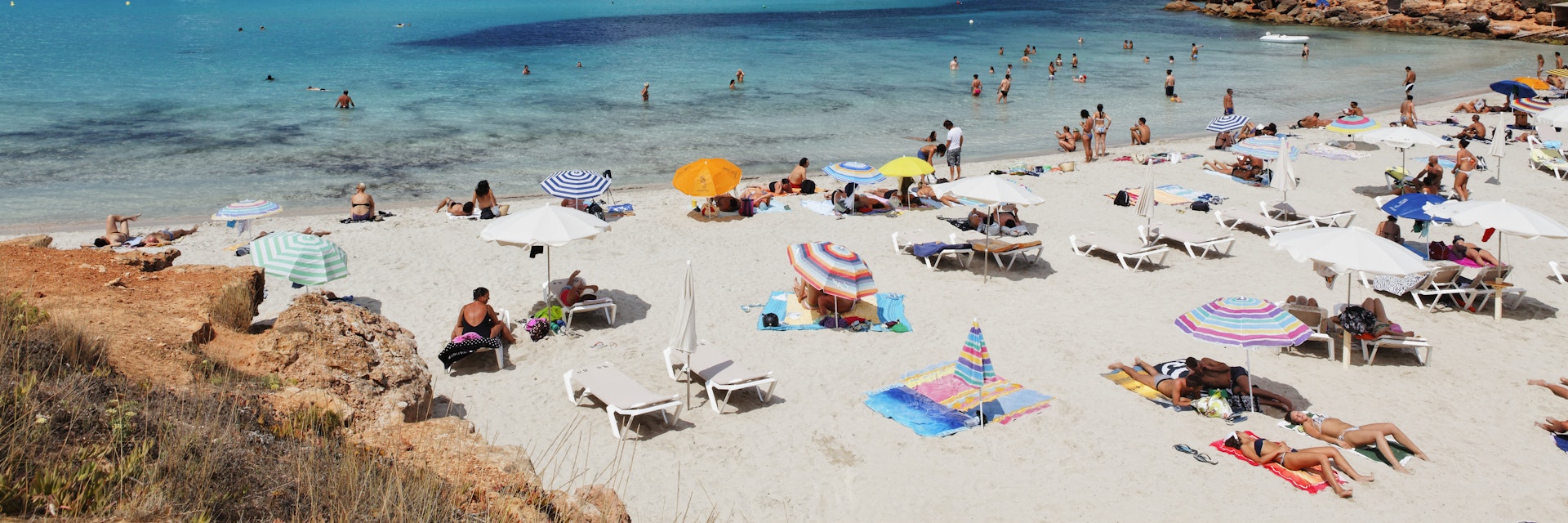 Beach in Cala Saona, Formentera, Balearic Islands, Spain.