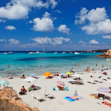 Beach in Cala Saona, Formentera, Balearic Islands, Spain.