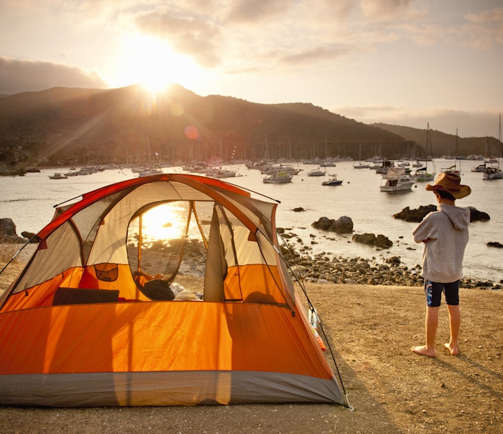 Camping family on Santa Catalina island, California