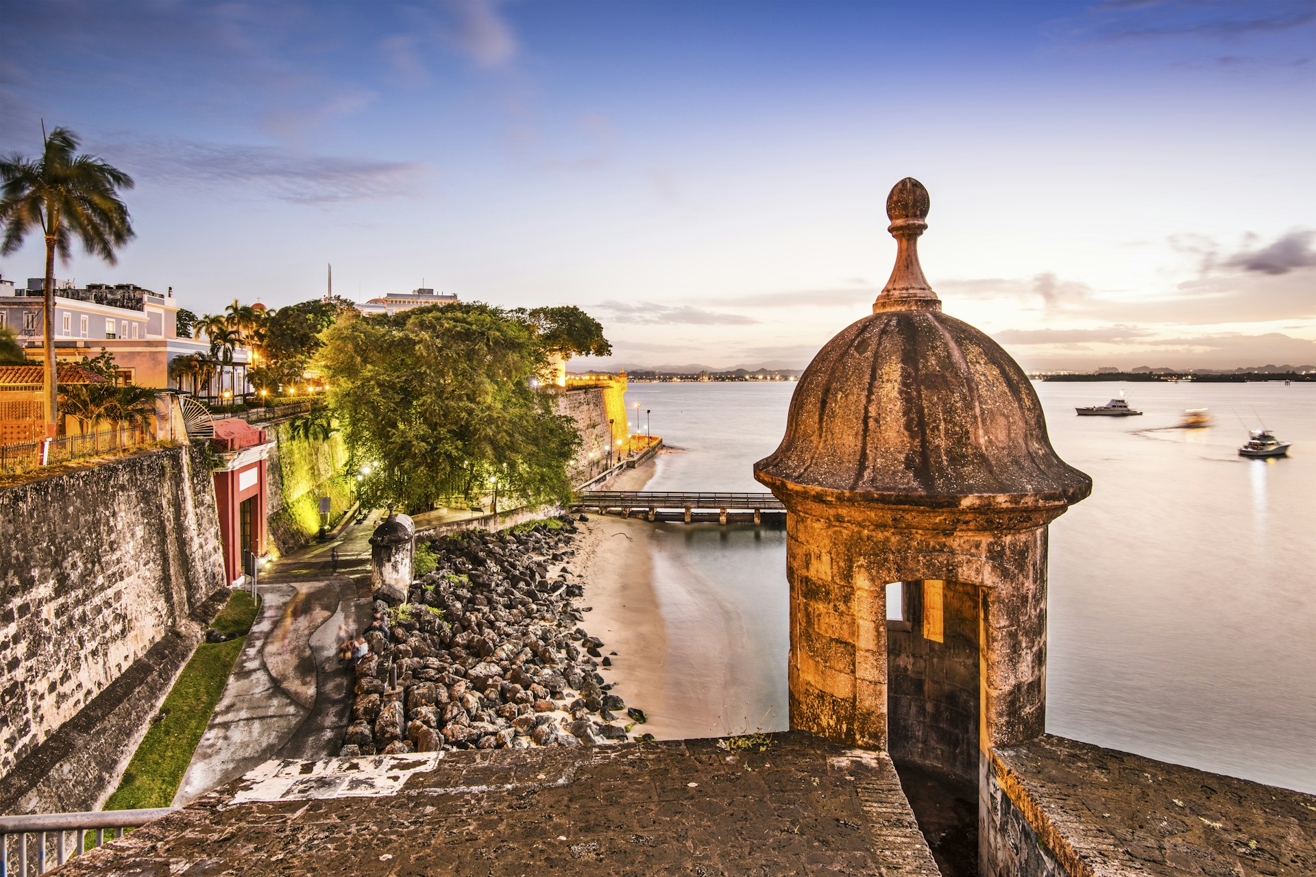 The waterfront in San Juan, Puerto Rico, with imposing fortifications