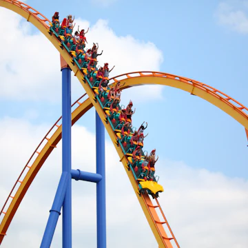 July 11, 2015: People riding the Behemoth Roller Coaster at Canada's Wonderland amusement park.