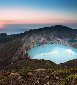 The Three Lakes of Kelimutu with beautiful sunrise.