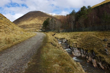 Old military track connects Tyndrum with Bridge of Orchy settlement, West Highland Way long distance footpath trail, Scotland