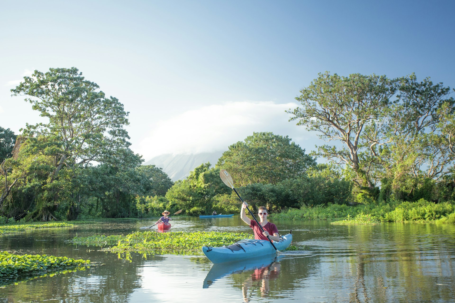 Tourists kayaking on Lake Nicaragua