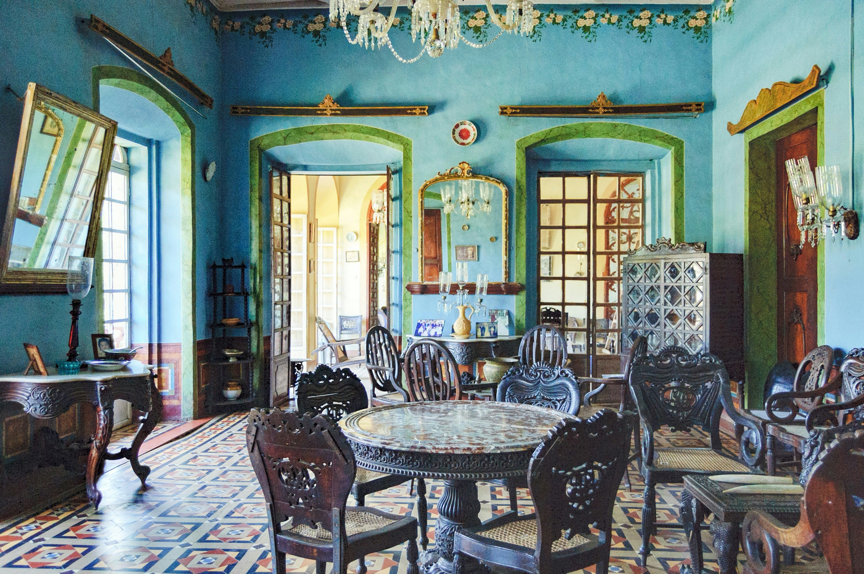 Goa, India - November 16, 2012: Menezes Braganza Pereira House - old colonial Villa-Museum of Portuguese era with beautiful paintings, furniture items and other decoration stuff of 16-18 century.