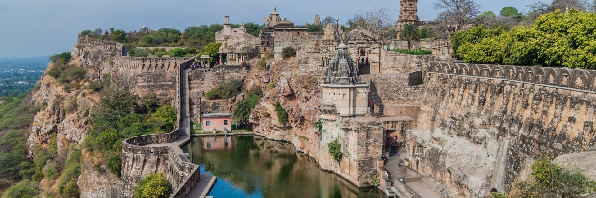 Gaumukh reservoir at Chittor Fort in Chittorgarh, Rajasthan state, India