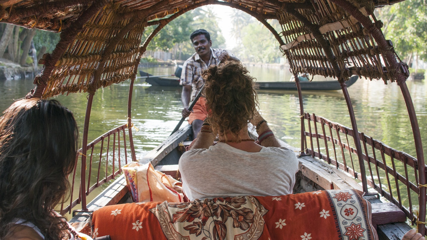 Touring the backwaters of Kerala is a very popular tourist experience in Southern India.