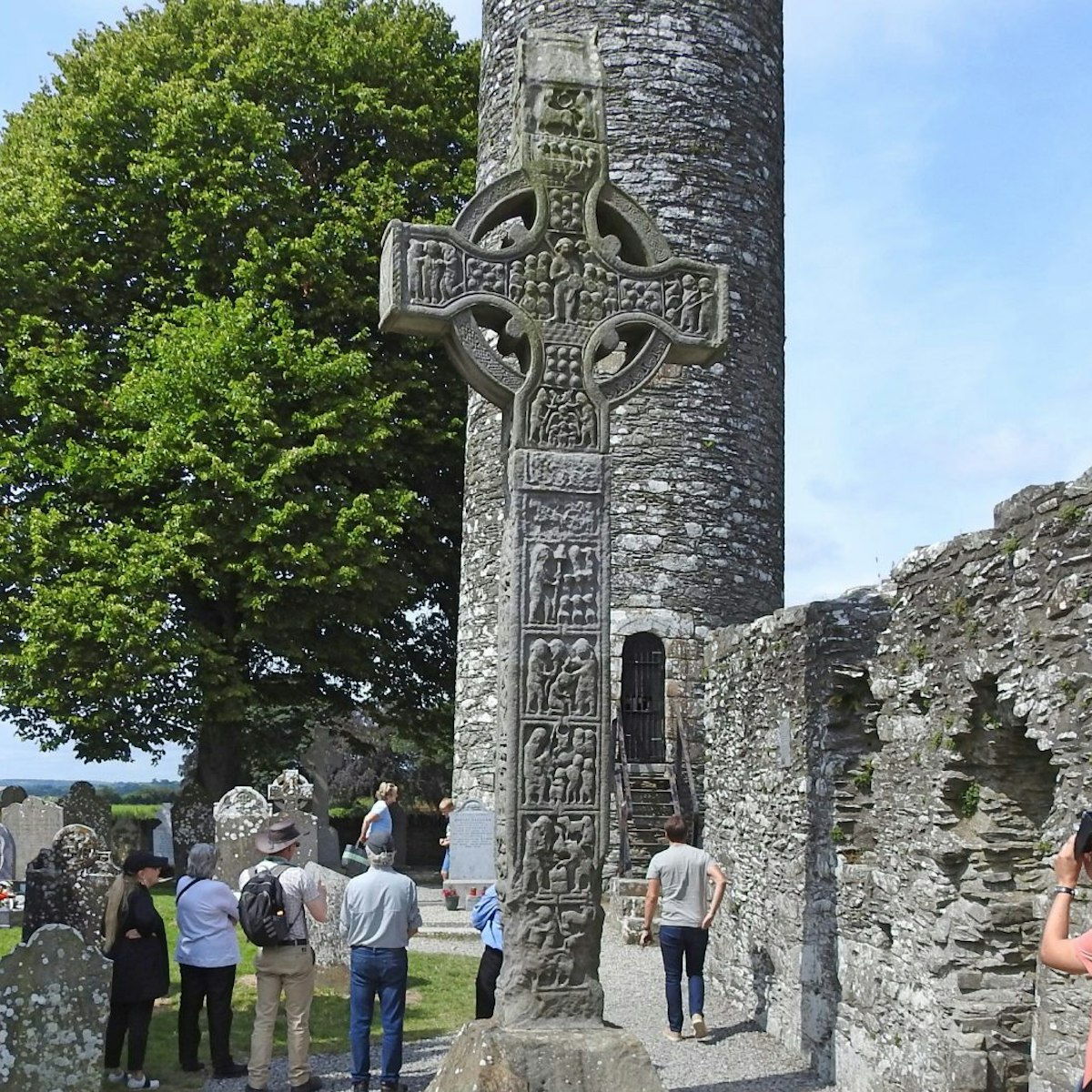 1st August 2019, Drogheda, Ireland. The historic ruins of Monasterboice, an early Christian settlement near Drogheda in County Louth, Ireland.