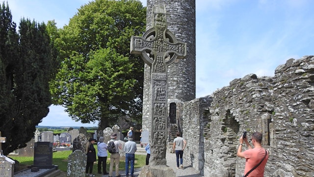 1st August 2019, Drogheda, Ireland. The historic ruins of Monasterboice, an early Christian settlement near Drogheda in County Louth, Ireland.
