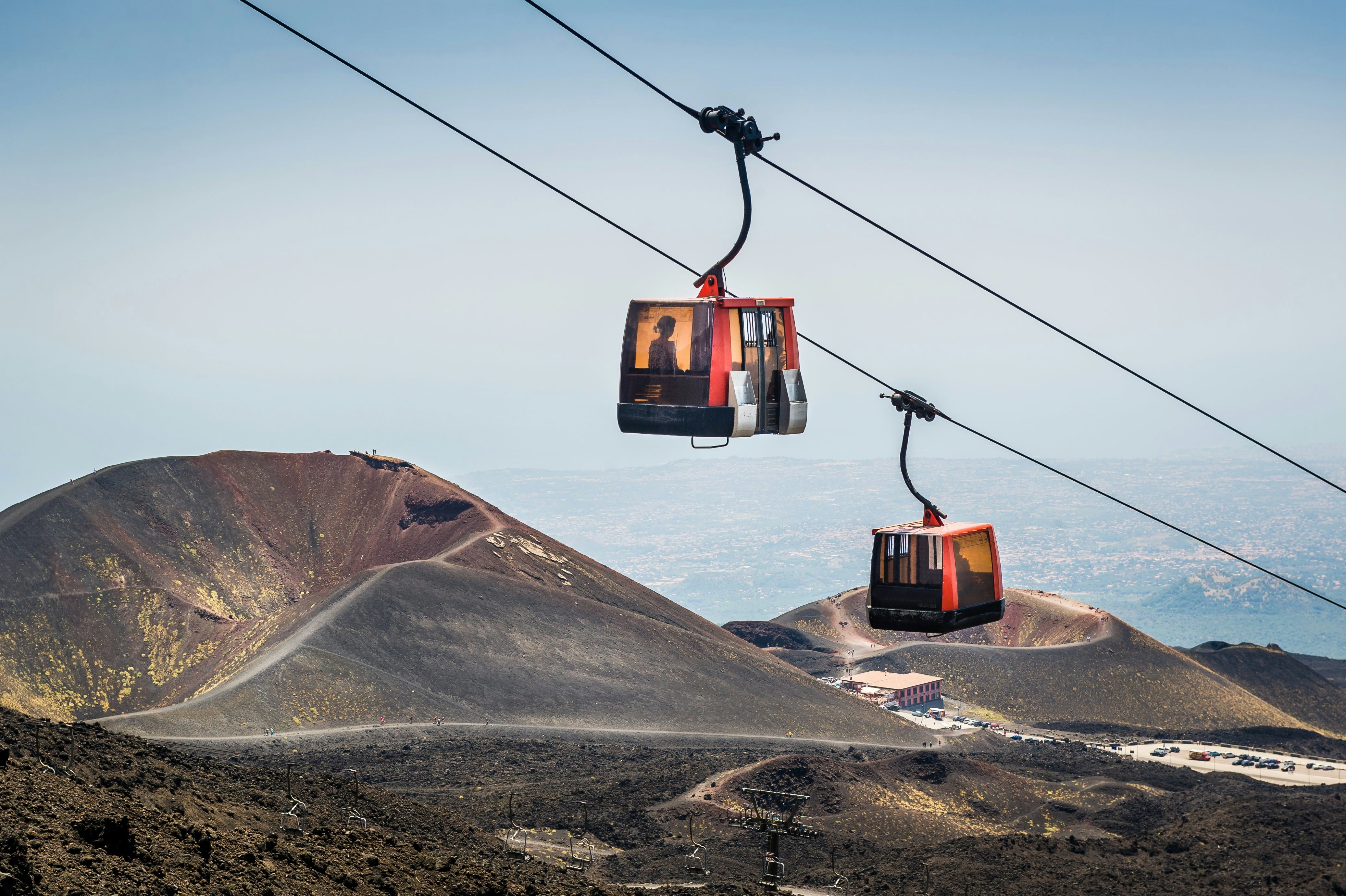 Funivia del Etna cable railway to Etna volcano. Sicily, Italy