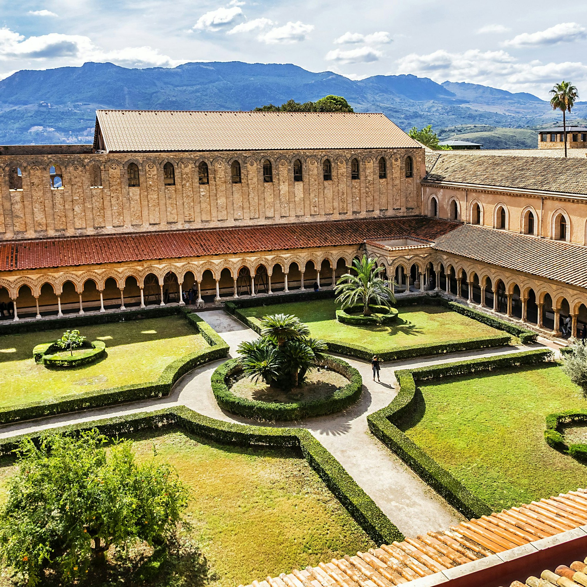 MONREALE, SICILY, ITALY - SEPTEMBER 28, 2018: Cloister of Roman Catholic Cathedral of Monreale (or Duomo di Monreale, 1267) near Palermo; one of the greatest extant examples of Norman architecture.;
Cattedrale di Monreale
Shutterstock ID 1421721263; your: Bridget Brown; gl: 65050; netsuite: Online Editorial; full: POI Image Update