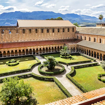 MONREALE, SICILY, ITALY - SEPTEMBER 28, 2018: Cloister of Roman Catholic Cathedral of Monreale (or Duomo di Monreale, 1267) near Palermo; one of the greatest extant examples of Norman architecture.;
Cattedrale di Monreale
Shutterstock ID 1421721263; your: Bridget Brown; gl: 65050; netsuite: Online Editorial; full: POI Image Update