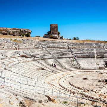 ancient greek theater in Syracuse, Parco Archeologico della Neapolis, Sicily, Italy, Unesco world heritage list
