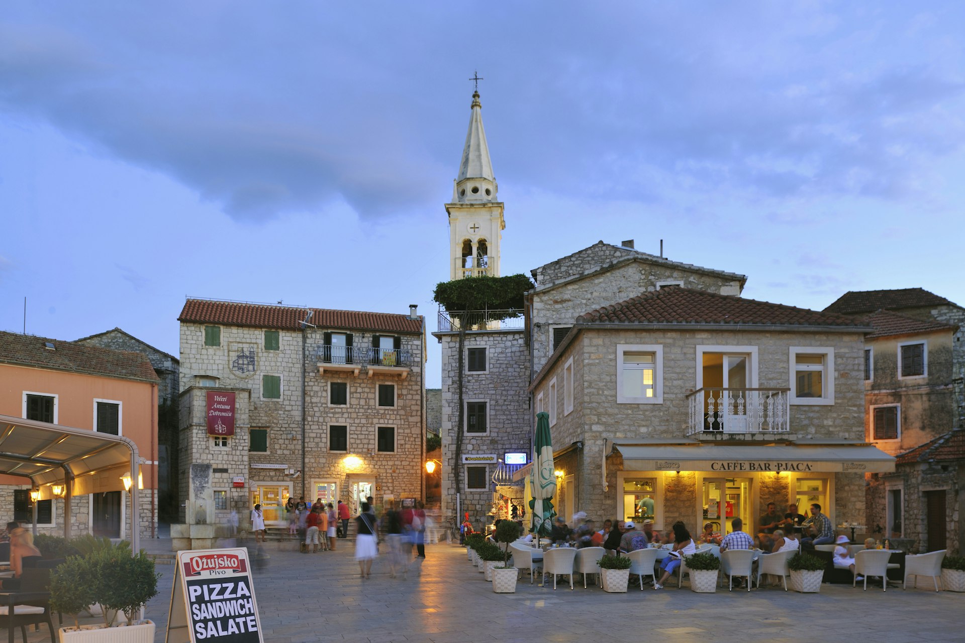 Main square in Jelsa in Croatia
