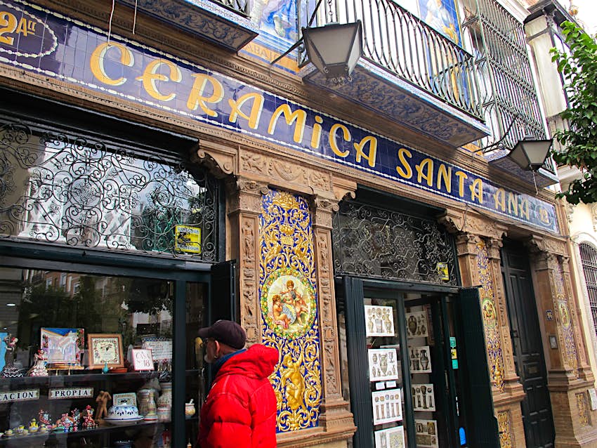 Facade of shop "Ceramica Santa Ana" in Triana Seville