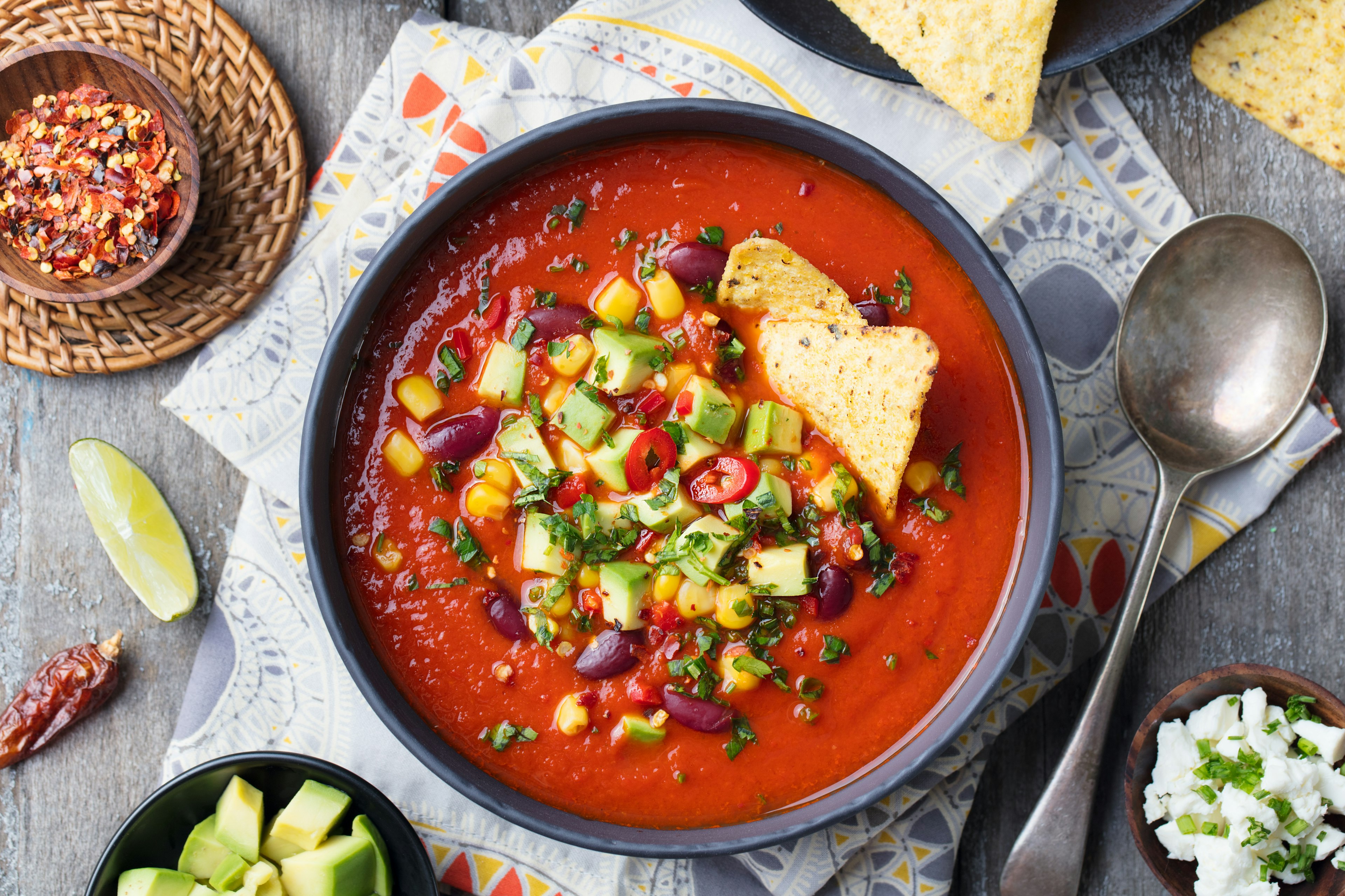 A vegetarian bean dish shot from above