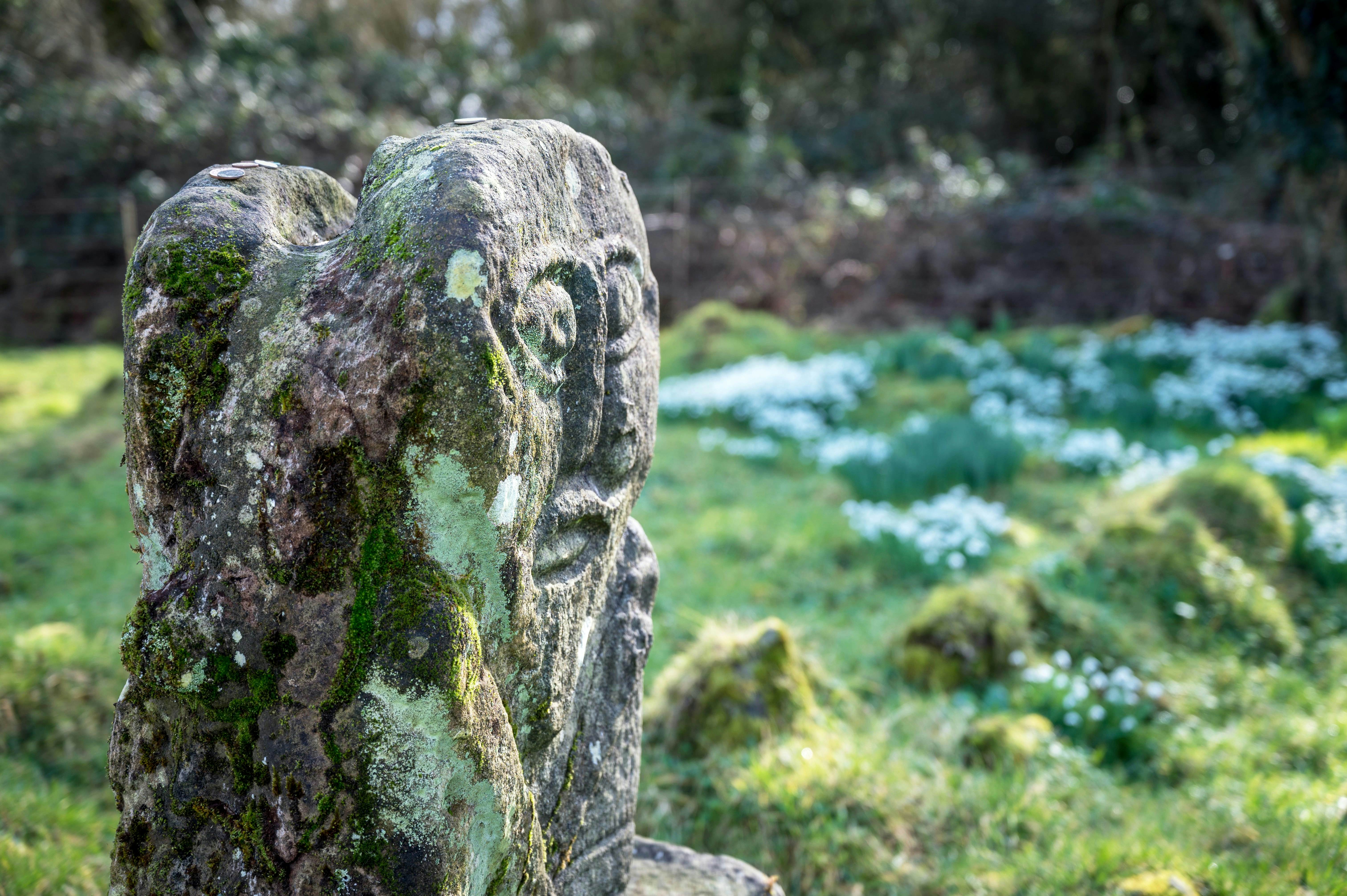 This is a bronze age stone carviing of a man on one side and a female on the other. They are located In Caldragh Cemetery on Boa Island, Lower Lough Erne. Northern Ireland