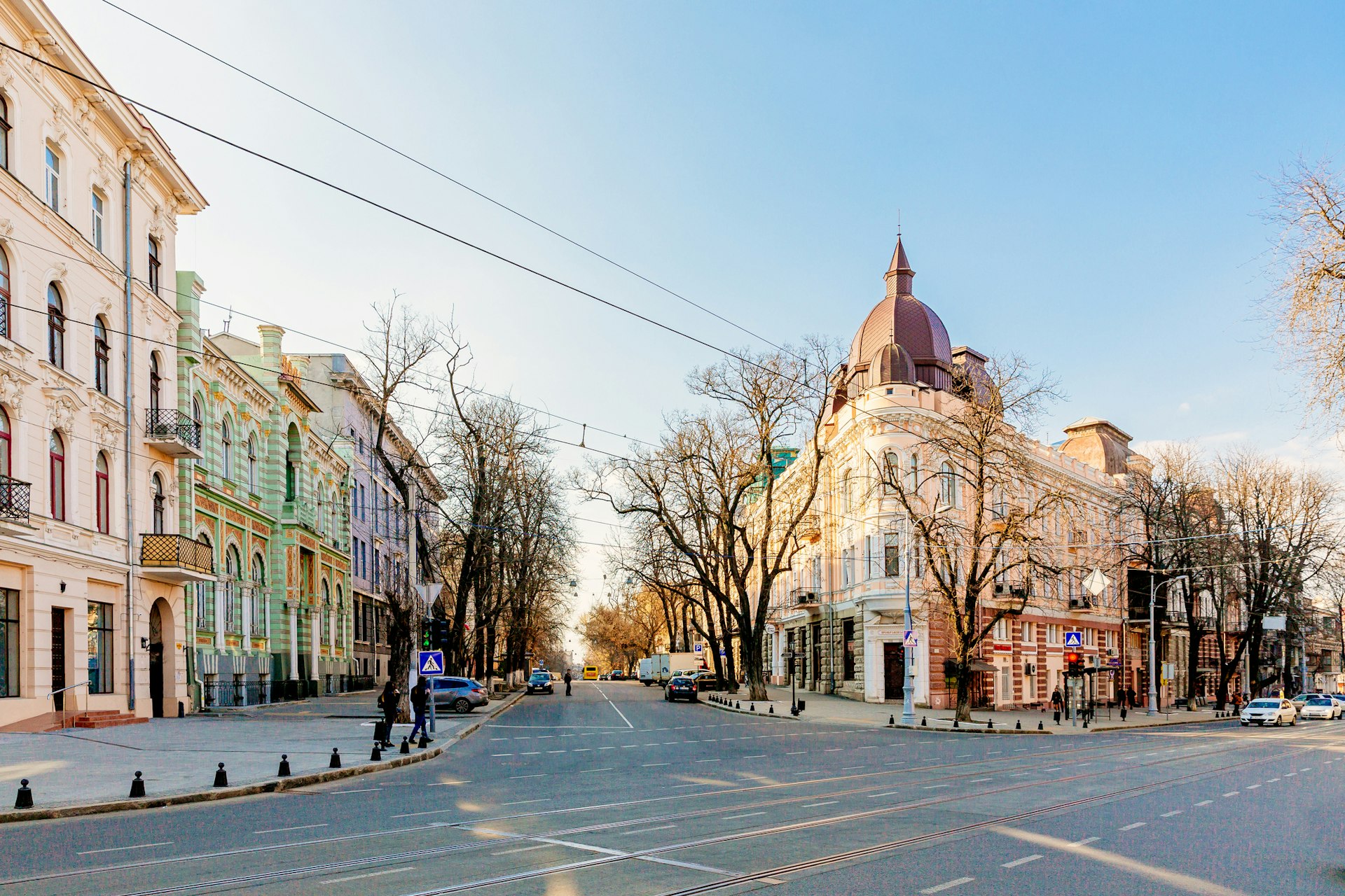 Street in the historic center of Odessa, Ukraine