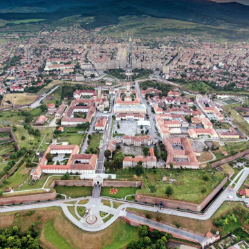 Alba Iulia medieval fortress aerial view at sunset;
Alba Carolina Citadel
Shutterstock ID 675419281; your: Bridget Brown; gl: 65050; netsuite: Online Editorial; full: POI Image Update