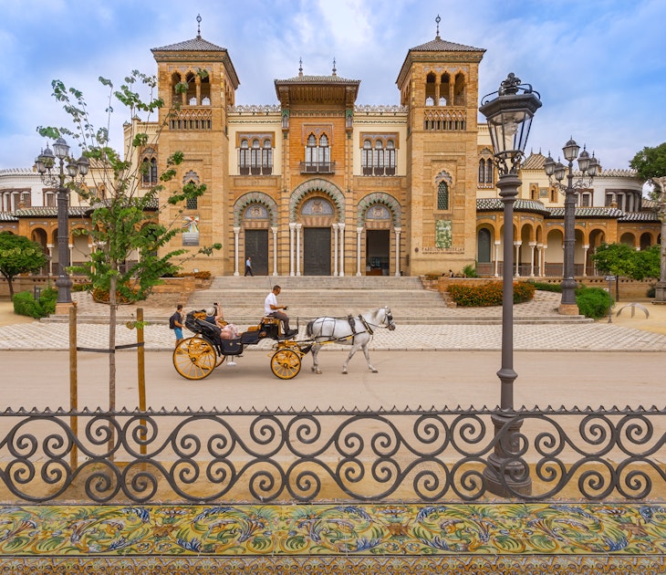 Seville, Andalusia, Spain - September 21, 2019: Museum of Folk Art and Traditions (Museo de Artes y Costumbres Populares de Sevilla). Mudejar Pavilion.  ; Shutterstock ID 1613066326; your: Claire Naylor; gl: 65050; netsuite: Online editorial; full: Seville best museums