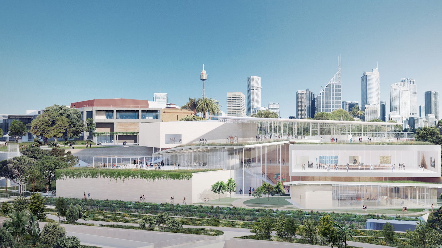 Rendering of Sydney Modern Project as seen from Woolloomoolo