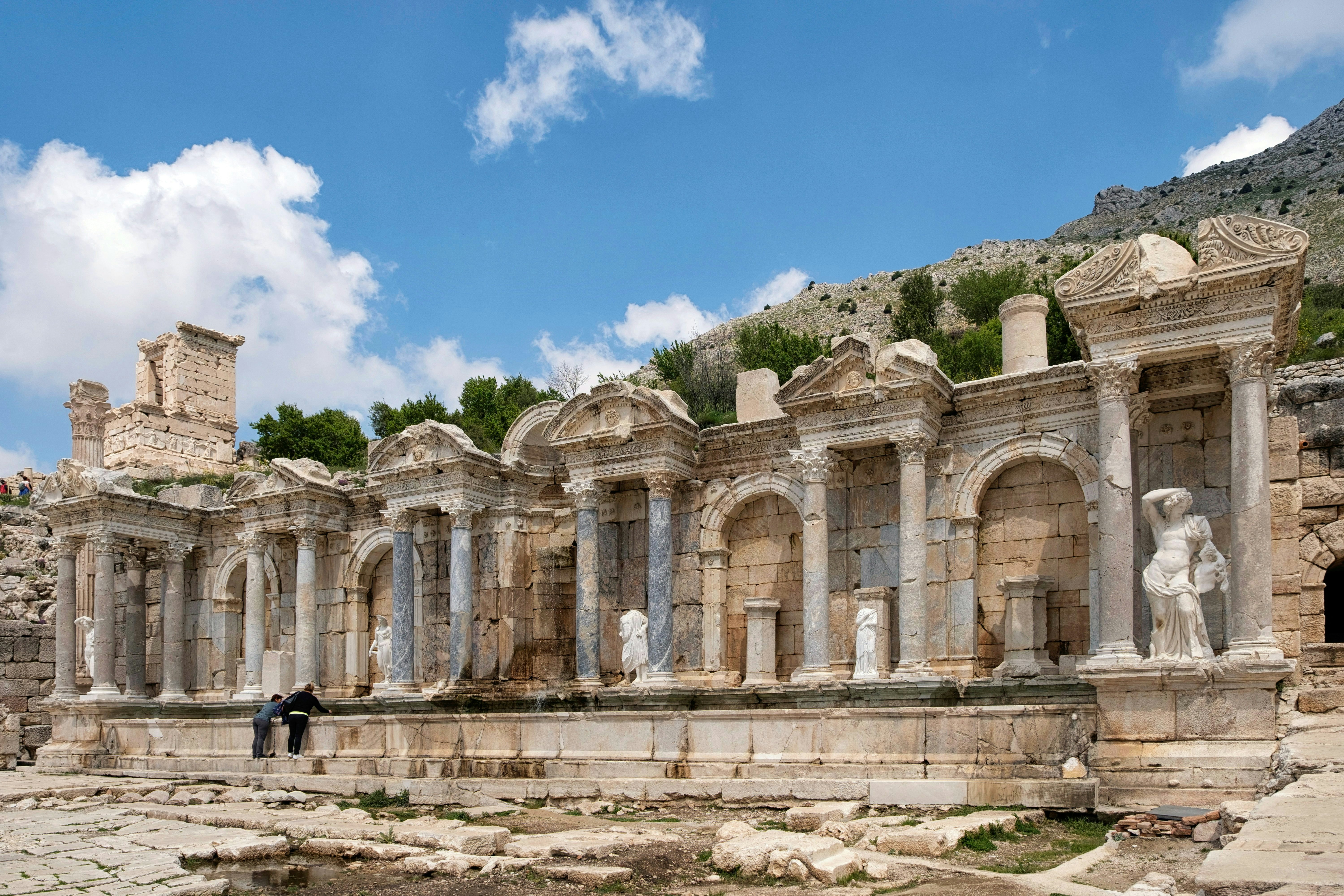 Well restored Antonin fountain in the ancient city of Sagalassos near Ağlasun town in Burdur district of Turkey.