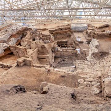 Neolithic Site of Çatalhöyük. UNESCO World Heritage Site. Catalhoyuk is oldest town in world with large Neolithic & Chalcolithic best preserved city settlement in Cumra, Konya. Built in 7500 BC. ; Shutterstock ID 1611692500; your: Bridget Brown; gl: 65050; netsuite: Online Editorial; full: POI Image Update