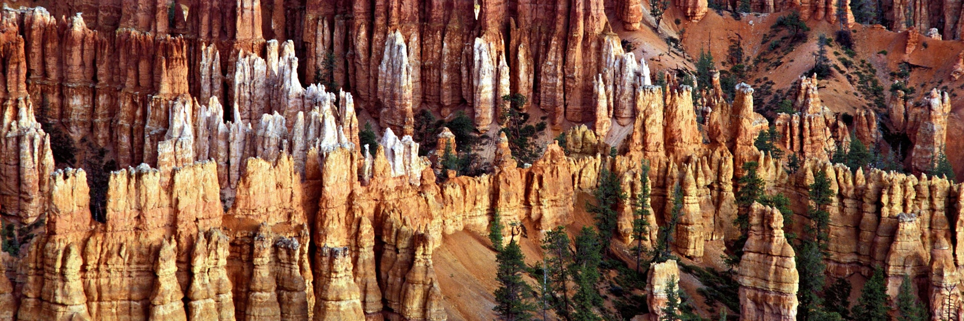 HOODOS, PINNACLES AND SPORES, DIFFERENTIAL EROSION. LIMESTONE SEDIMENTARY ROCK. BRYCE CANYON, UTAH. BRYCE POINT