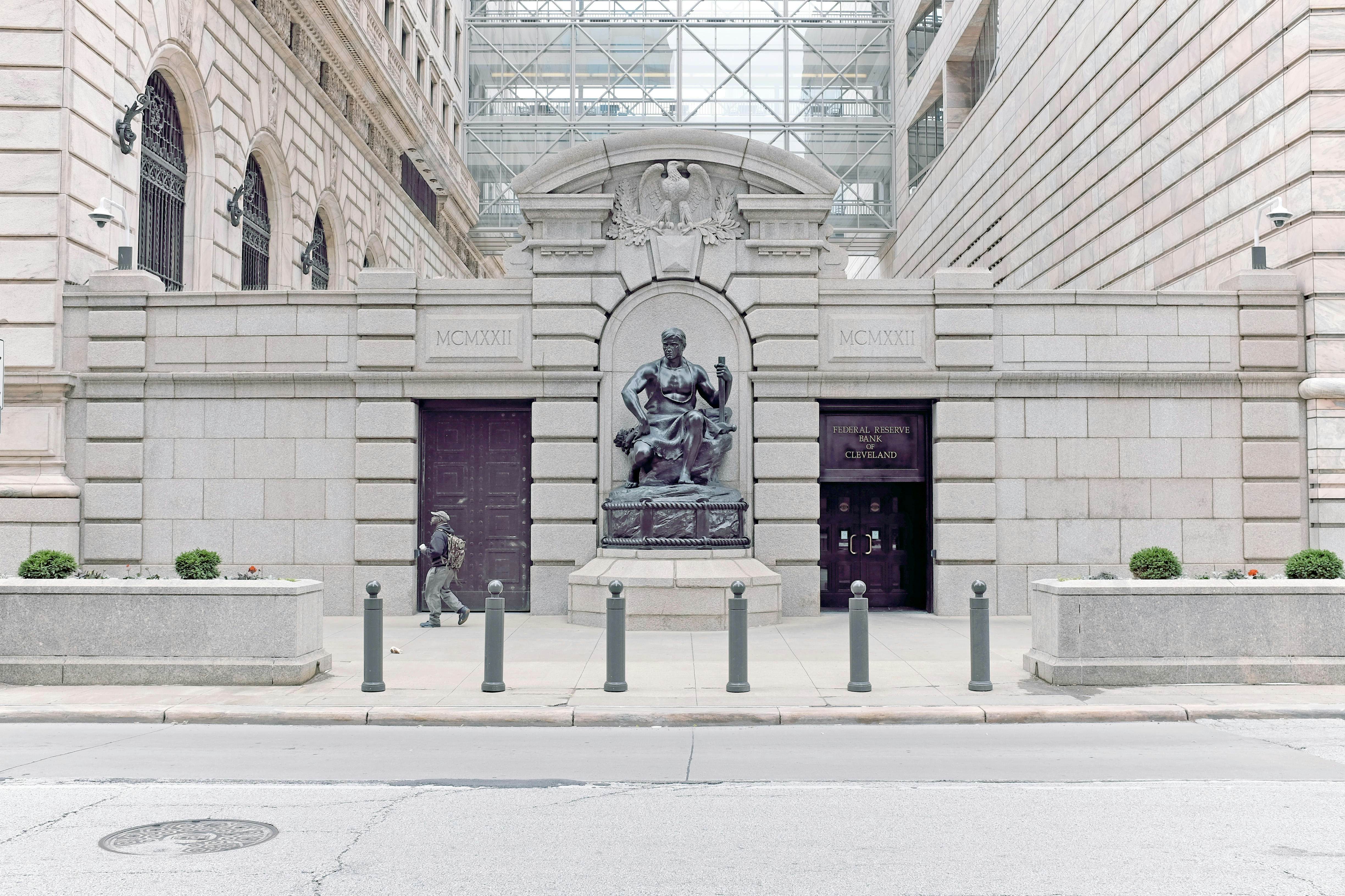 MY3RYA A man walks past the Federal Reserve Bank of Cleveland in downtown Cleveland, Ohio, USA.

Money Museum
