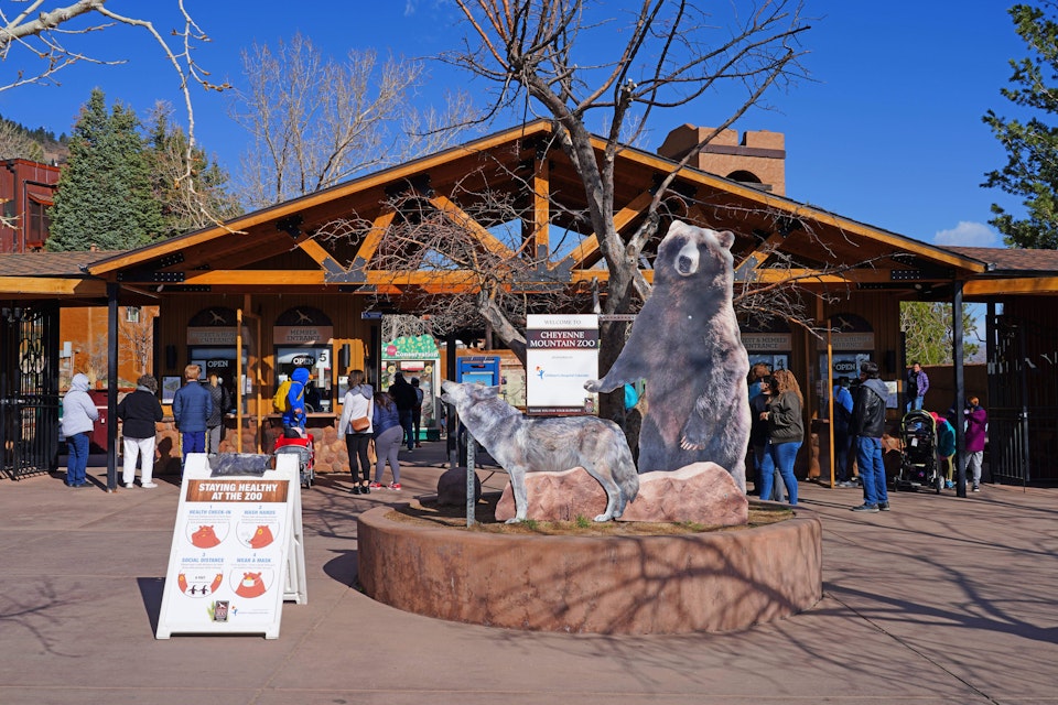 COLORADO SPRINGS, CO- 9 APR 2021- View of the Cheyenne Mountain Zoo, an animal park located at the foot of Pikes Peak mountain in Colorado Springs, Colorado, United States.