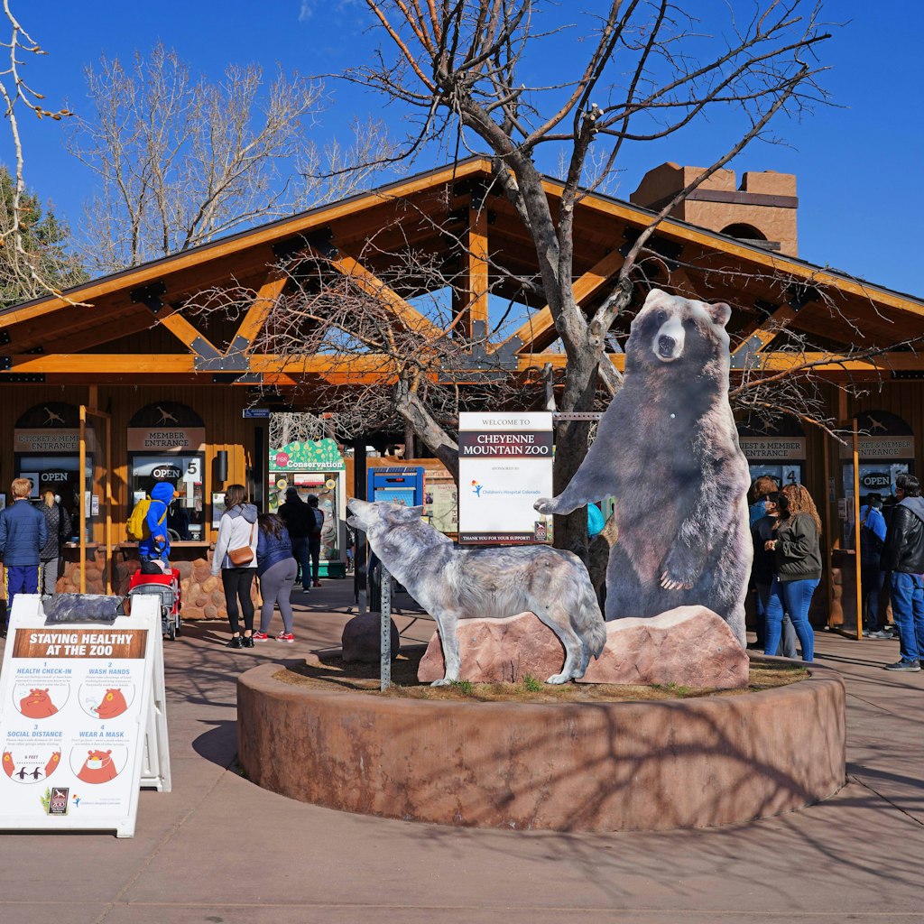 COLORADO SPRINGS, CO- 9 APR 2021- View of the Cheyenne Mountain Zoo, an animal park located at the foot of Pikes Peak mountain in Colorado Springs, Colorado, United States.
