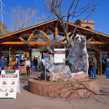 COLORADO SPRINGS, CO- 9 APR 2021- View of the Cheyenne Mountain Zoo, an animal park located at the foot of Pikes Peak mountain in Colorado Springs, Colorado, United States.