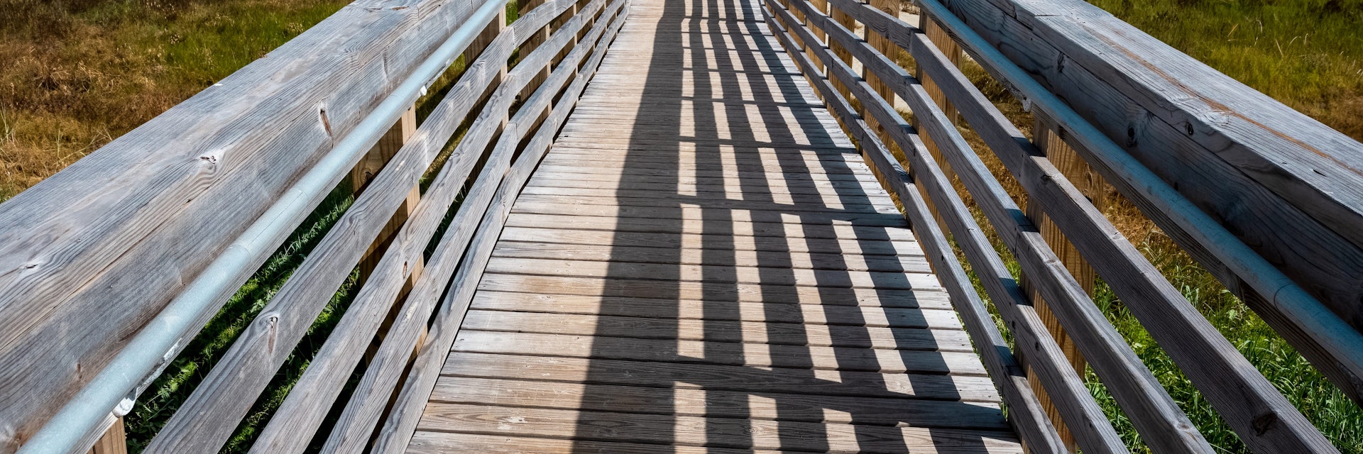 View of a boardwalk leading to East Beach Galveston Island Texas.