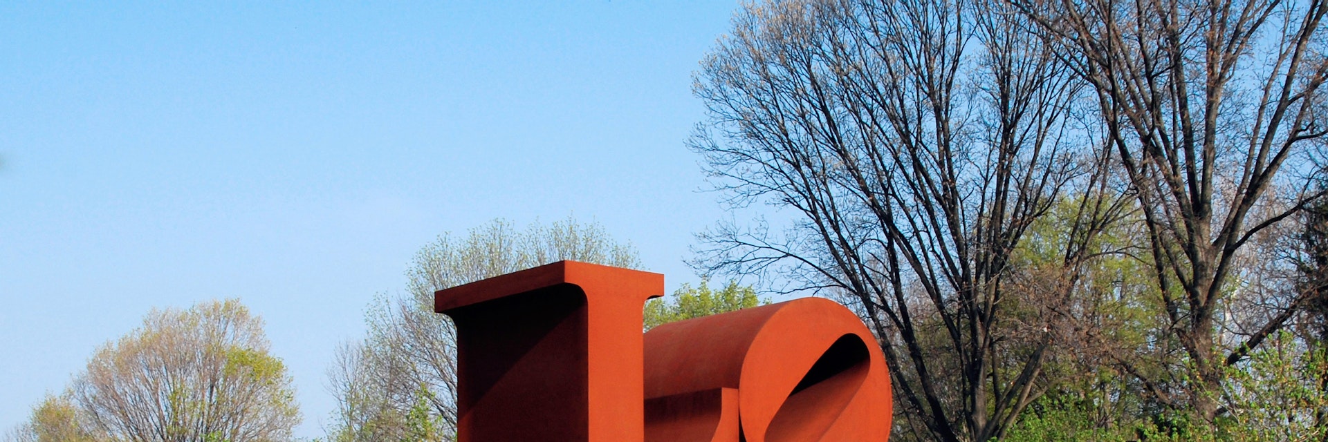 Love by American artist Robert Indiana, 1970. Gift of the Friends of the Indianapolis Museum of Art in memory of Henry F. DeBoest. Restoration was made possible by Patricia J. and James E. LaCrosse. (Photo by Indianapolis Museum of Art/Getty Images)