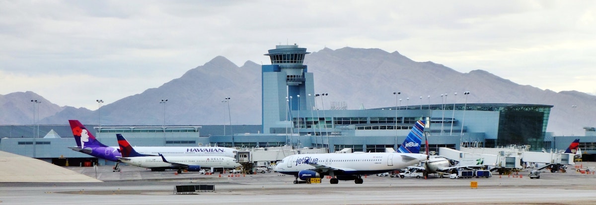 LAS VEGAS, NV -15 APRIL 2016- McCarran International Airport (LAS), located south of the Las Vegas strip, is the main airport in Nevada. There are slot machines in the airport.; Shutterstock ID 424698718; your: Bridget Brown; gl: 65050; netsuite: Online Editorial ; full: POI Image Update