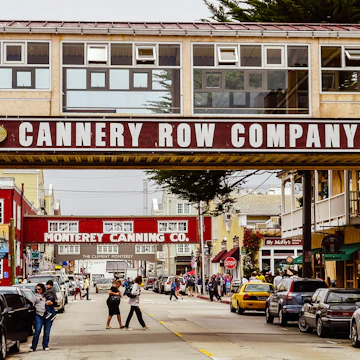 Monterey, CA - Aug. 2, 2012: Cannery Row. The site of a number of now-defunct sardine canning factories, Cannery Row is the waterfront street in the New Monterey section of Monterey, CA; Shutterstock ID 1265631838; your: Bridget Brown; gl: 65050; netsuite: Online Editorial; full: POI Image Update