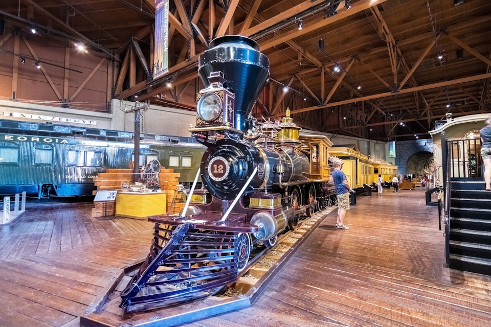 September 22, 2018 Sacramento / CA / USA - Historic locomotive displayed at the California State Railroad Museum; Shutterstock ID 1188452086; your: Bridget Brown; gl: 65050; netsuite: Online Editorial; full: POI Image Update