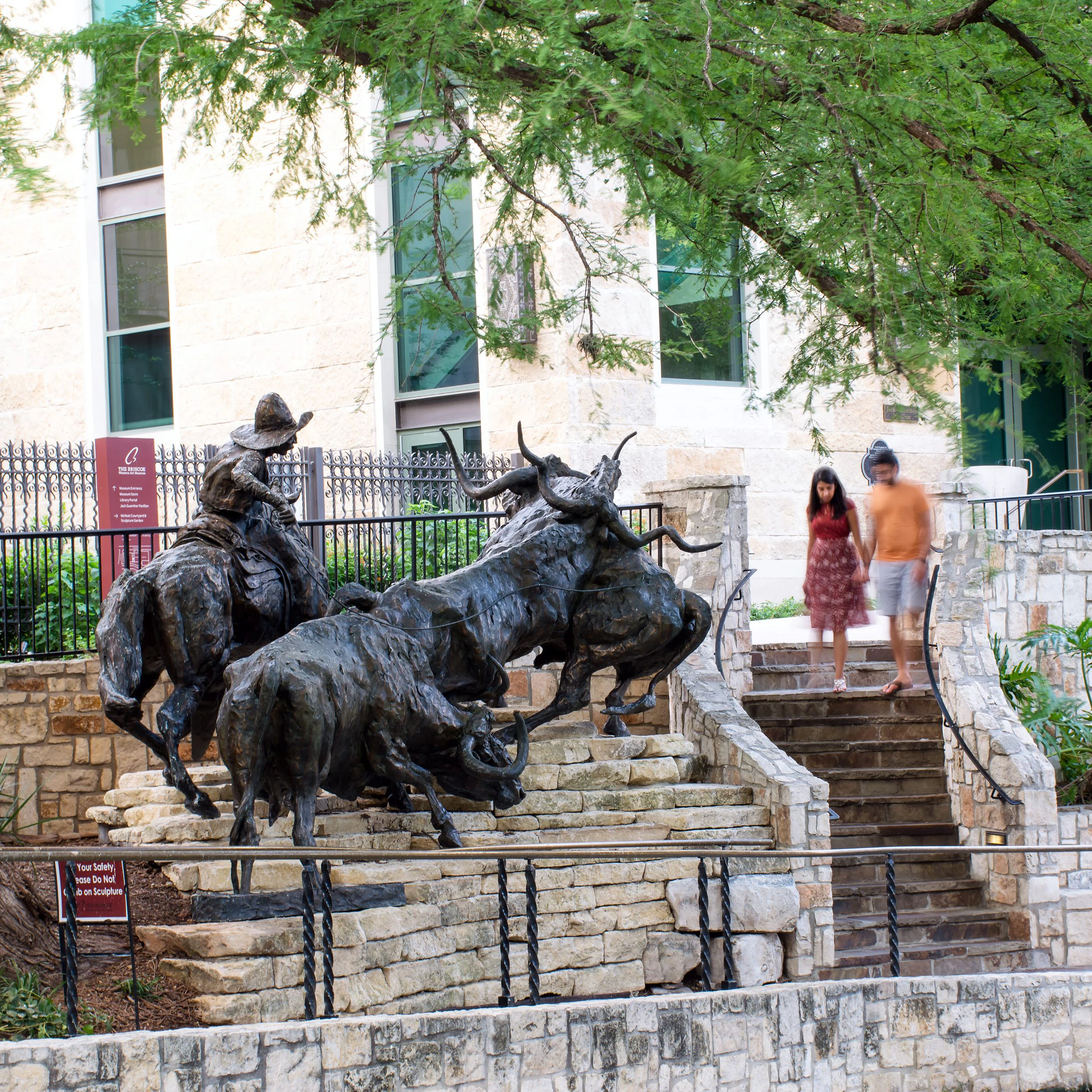 San Antonio, TX/USA- May 18 2019: "Coming Home to the Briscoe" is a statue by artist T.J.Kelsey outside the Briscoe Western Art Museum along the San Antonio River Walk, San Antonio, Texas.; Shutterstock ID 1444943180; your: Bridget Brown; gl: 65050; netsuite: Online Editorial; full: POI Image Update