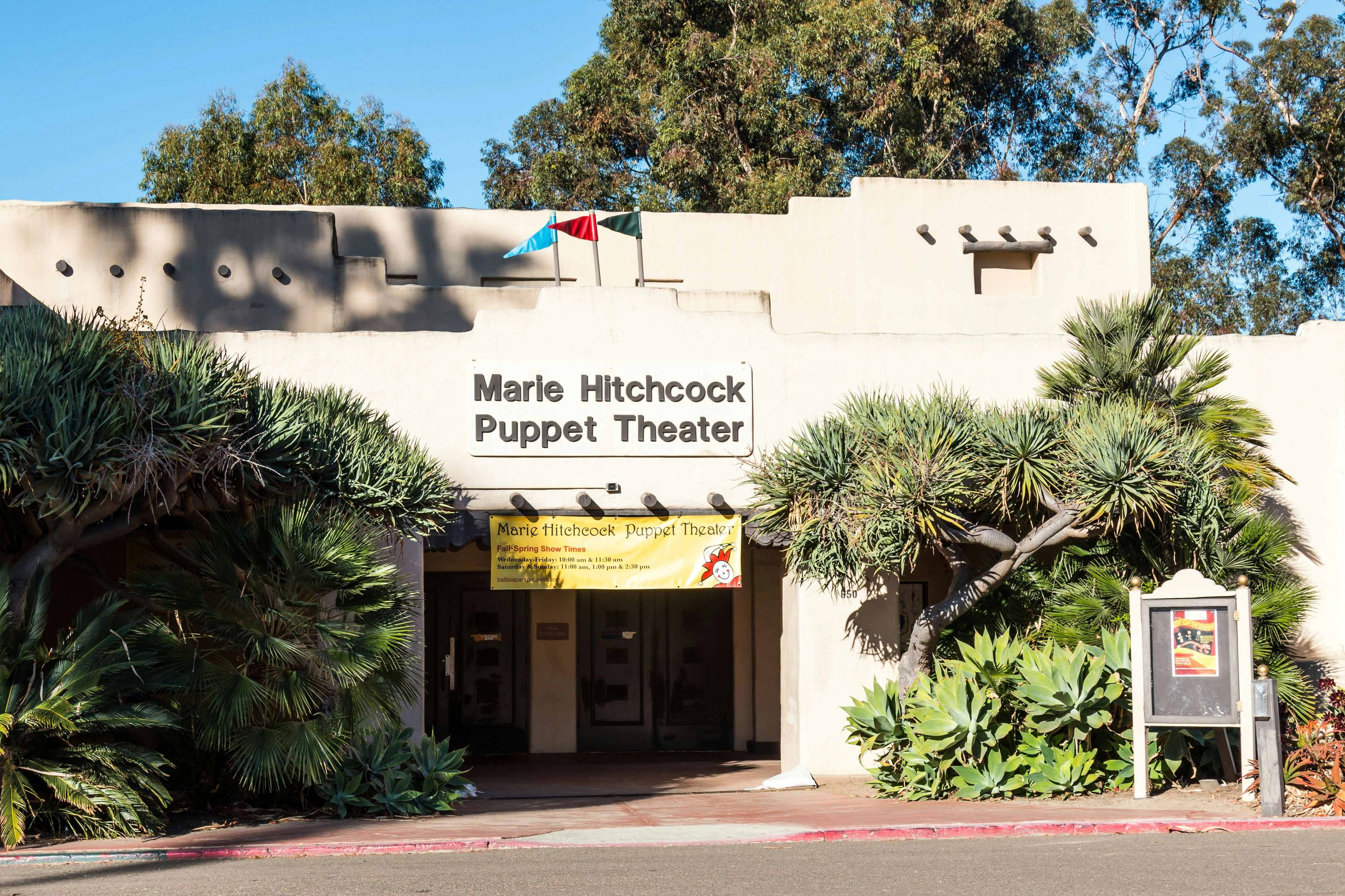 SAN DIEGO, CALIFORNIA - FEBRUARY 17, 2018:  The Marie Hitchcock Puppet Theater in Balboa Park, North America's longest continually-running puppet theater, with shows beginning in 1945 after WWII.; Shutterstock ID 1027095214; your: Bridget Brown; gl: 65050; netsuite: Online Editorial; full: POI Image Update