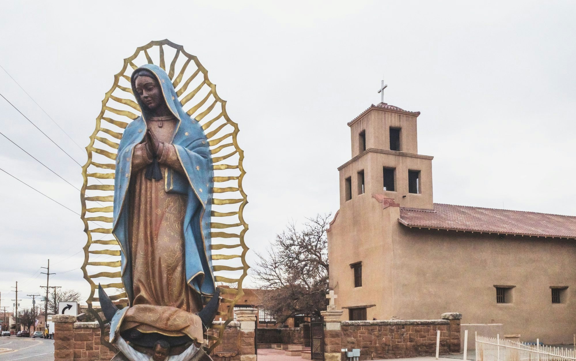 Statue of Our Lady and Sanctuary of Guadalupe near downtown Santa Fe, New Mexico, USA; Shutterstock ID 1475202815; your: Bridget Brown; gl: 65050; netsuite: Online Editorial; full: POI Image Update